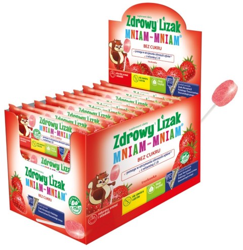 LIZAK O SMAKU TRUSKAWKOWYM Z WITAMINĄ D I C BEZ CUKRU BEZGLUTENOWY 6 g - MNIAM MNIAM STARPHARMA LIZAK O SMAKU TRUSKAWKOWYM Z WITAMINĄ D I C BEZ CUKRU BEZGLUTENOWY 6 g - MNIAM MNIAM STARPHARMA