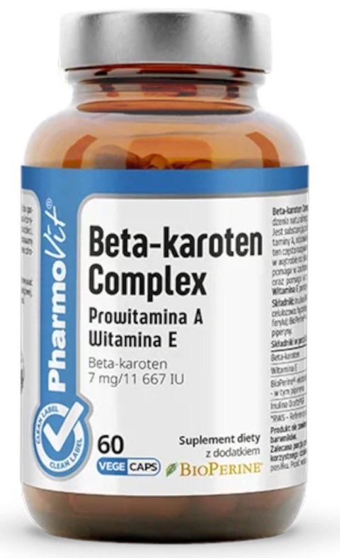 BETA-KAROTEN COMPLEX BEZGLUTENOWY 60 KAPSUŁEK - PHARMOVIT (CLEAN LABEL) BETA-KAROTEN COMPLEX BEZGLUTENOWY 60 KAPSUŁEK - PHARMOVIT (CLEAN LABEL)