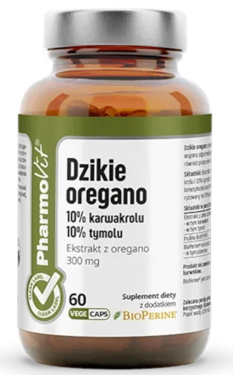 DZIKIE OREGANO EKSTRAKT (300 mg) BEZGLUTENOWY 60 KAPSUŁEK - PHARMOVIT (CLEAN LABEL) DZIKIE OREGANO EKSTRAKT (300 mg) BEZGLUTENOWY 60 KAPSUŁEK - PHARMOVIT (CLEAN LABEL)
