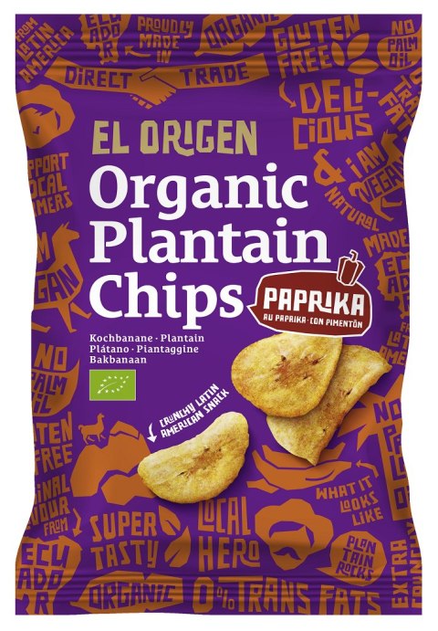 CHIPSY Z PLANTANA PAPRYKOWE BEZGLUTENOWE BIO 80 g - EL ORIGEN CHIPSY Z PLANTANA PAPRYKOWE BEZGLUTENOWE BIO 80 g - EL ORIGEN