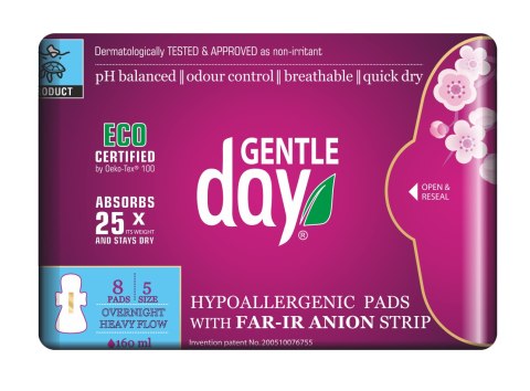 PODPASKI HIGIENICZNE Z PASKIEM ANIONOWYM NA NOC 8 szt. - GENTLE DAY PODPASKI HIGIENICZNE Z PASKIEM ANIONOWYM NA NOC 8 szt. - GENTLE DAY