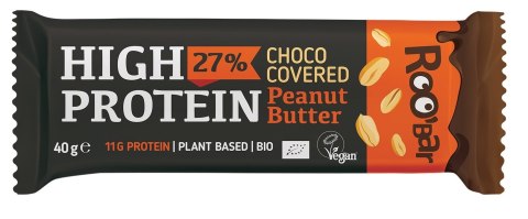 BATON PROTEINOWY Z ORZESZKAMI ZIEMNYMI W POLEWIE CZEKOLADOWEJ BEZGLUTENOWY BIO 40 g - ROOBAR BATON PROTEINOWY Z ORZESZKAMI ZIEMNYMI W POLEWIE CZEKOLADOWEJ BEZGLUTENOWY BIO 40 g - ROOBAR