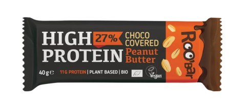BATON PROTEINOWY Z ORZESZKAMI ZIEMNYMI W POLEWIE CZEKOLADOWEJ BEZGLUTENOWY BIO 40 g - ROOBAR BATON PROTEINOWY Z ORZESZKAMI ZIEMNYMI W POLEWIE CZEKOLADOWEJ BEZGLUTENOWY BIO 40 g - ROOBAR