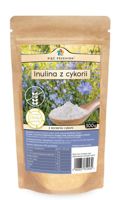 INULINA Z KORZENIA CYKORII BEZGLUTENOWA 300 g - PIĘĆ PRZEMIAN INULINA Z KORZENIA CYKORII BEZGLUTENOWA 300 g - PIĘĆ PRZEMIAN