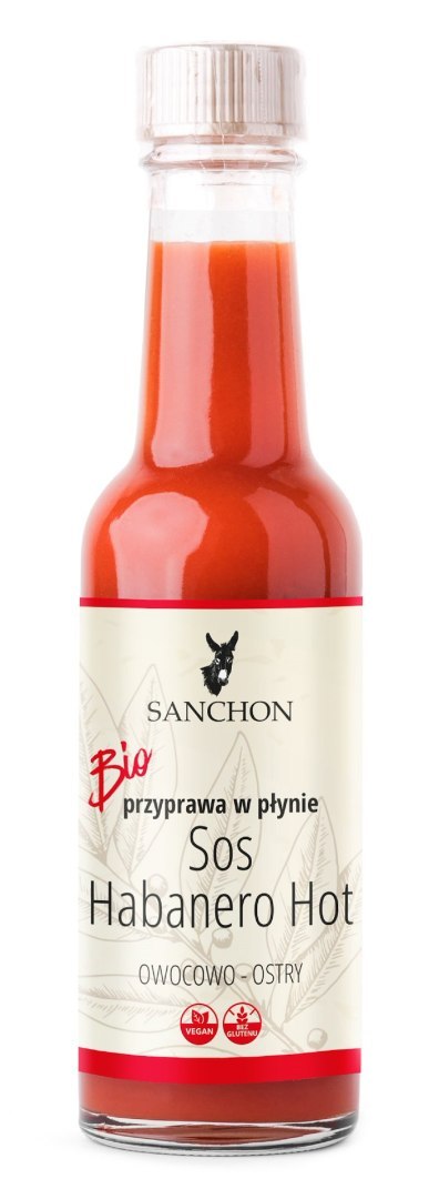 PRZYPRAWA WEGAŃSKA W PŁYNIE HABANERO HOT BEZGLUTENOWA BIO 140 ml - SANCHON PRZYPRAWA WEGAŃSKA W PŁYNIE HABANERO HOT BEZGLUTENOWA BIO 140 ml - SANCHON