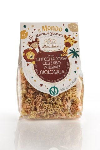 MAKARON (Z SOCZEWICY I GROSZKU) DLA DZIECI ZWIERZĘTA SAWANNA BEZGLUTENOWY BIO 250 g - PASTA NATURA