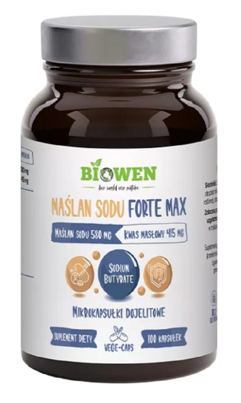 MAŚLAN SODU FORTE MAX (580 mg) BEZGLUTENOWY 100 KAPSUŁEK - BIOWEN MAŚLAN SODU FORTE MAX (580 mg) BEZGLUTENOWY 100 KAPSUŁEK - BIOWEN