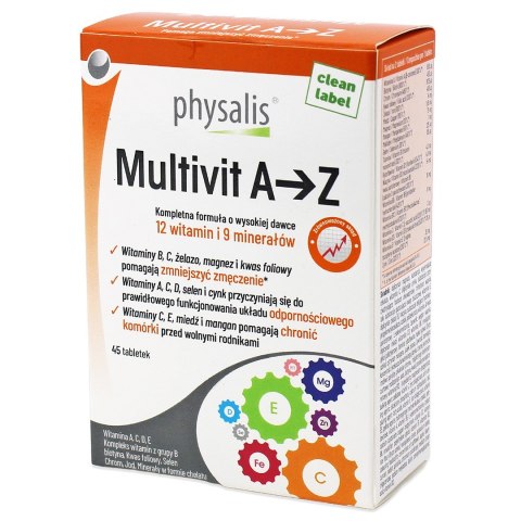 MULTIWITAMINA (MULTIVIT A - Z) 45 TABLETEK - PHYSALIS MULTIWITAMINA (MULTIVIT A - Z) 45 TABLETEK - PHYSALIS