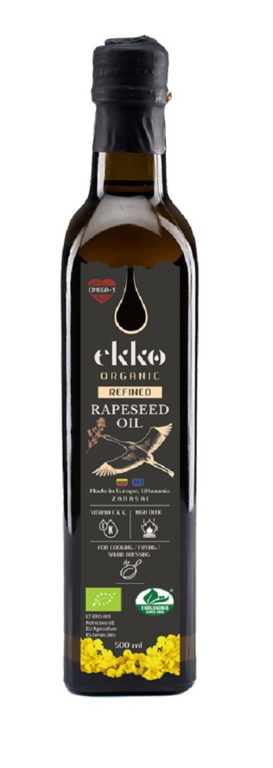 OLEJ RZEPAKOWY DO GOTOWANIA I SMAŻENIA TŁOCZONY NA ZIMNO OMEGA-3 BIO 1 L - EKKO OLEJ RZEPAKOWY DO GOTOWANIA I SMAŻENIA TŁOCZONY NA ZIMNO OMEGA-3 BIO 1 L - EKKO