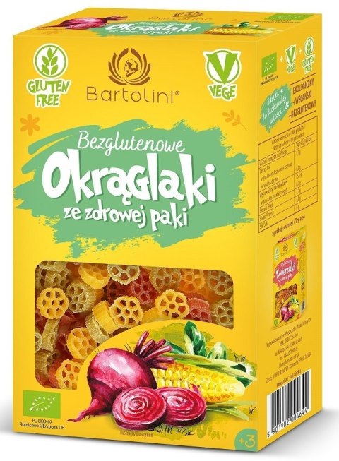MAKARON (KUKURYDZIANY Z SUSZONYMI WARZYWAMI) DLA DZIECI OKRĄGLAKI BEZGLUTENOWY BIO 250 g - BARTOLINI MAKARON (KUKURYDZIANY Z SUSZONYMI WARZYWAMI) DLA DZIECI OKRĄGLAKI BEZGLUTENOWY BIO 250 g - BARTOLINI