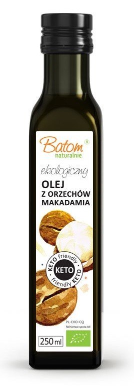 OLEJ Z ORZECHÓW MAKADAMIA TŁOCZONY NA ZIMNO KETO BIO 250 ml - BATOM OLEJ Z ORZECHÓW MAKADAMIA TŁOCZONY NA ZIMNO KETO BIO 250 ml - BATOM