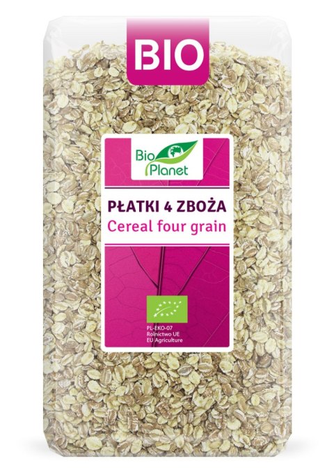 PŁATKI 4 ZBOŻA (ORKISZ, OWIES, JĘCZMIEŃ, ŻYTO) BIO 600 g - BIO PLANET PŁATKI 4 ZBOŻA (ORKISZ, OWIES, JĘCZMIEŃ, ŻYTO) BIO 600 g - BIO PLANET