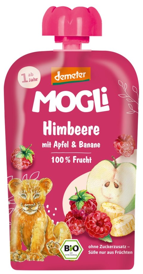 MUS JABŁKO - BANAN - MALINA BEZ DODATKU CUKRÓW OD 1 ROKU DEMETER BIO 100 g - MOGLI MUS JABŁKO - BANAN - MALINA BEZ DODATKU CUKRÓW OD 1 ROKU DEMETER BIO 100 g - MOGLI