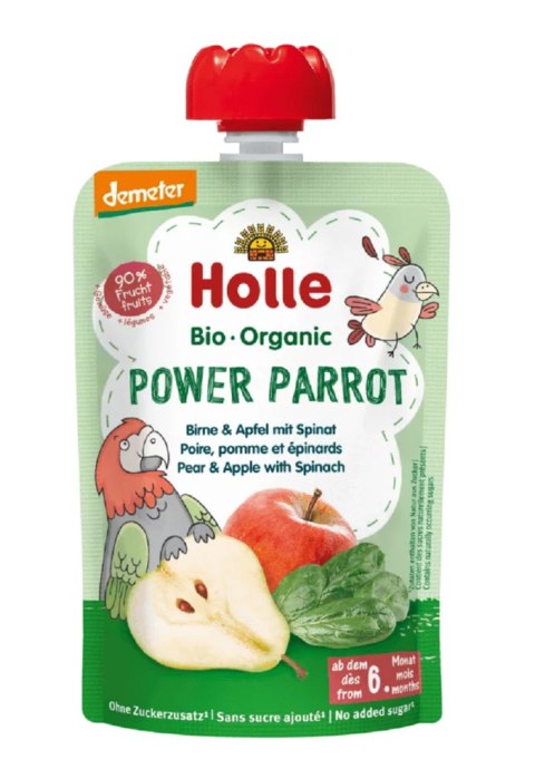 MUS SILNA PAPUGA (GRUSZKA - JABŁKO - SZPINAK) BEZ DODATKU CUKRÓW BEZGLUTENOWY OD 6 MIESIĄCA DEMETER BIO 100 g - HOLLE MUS SILNA PAPUGA (GRUSZKA - JABŁKO - SZPINAK) BEZ DODATKU CUKRÓW BEZGLUTENOWY OD 6 MIESIĄCA DEMETER BIO 100 g - HOLLE