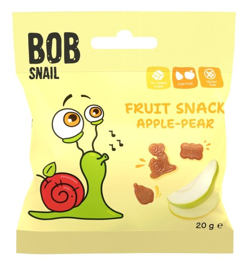 ŻELKI JABŁKO - GRUSZKA BEZ ŻELATYNY BEZGLUTENOWE 20 g - BOB SNAIL ŻELKI JABŁKO - GRUSZKA BEZ ŻELATYNY BEZGLUTENOWE 20 g - BOB SNAIL